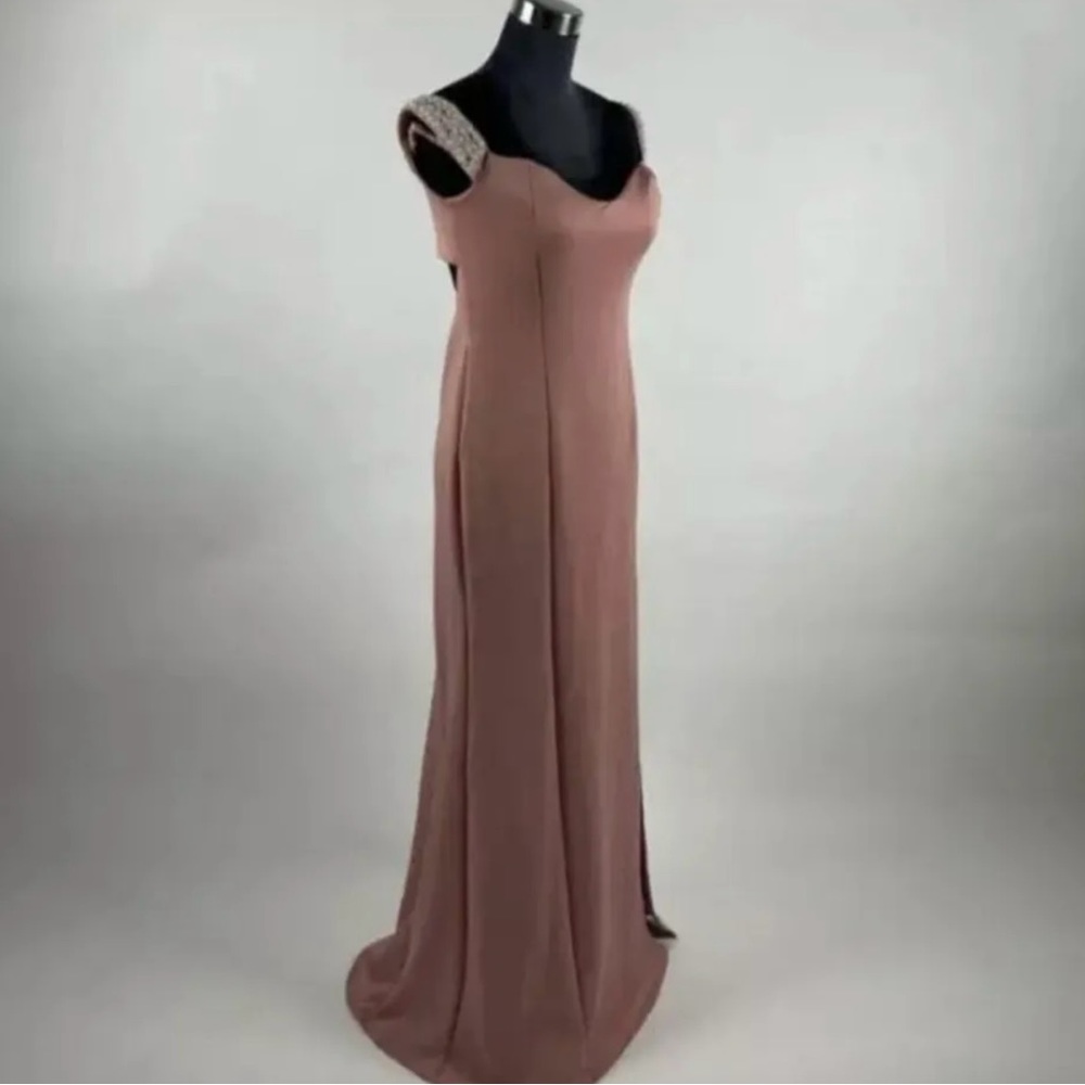 Beaded Evening Gown  Peach Sleeveless Sweetheart Neckline Beaded Maxi Dress